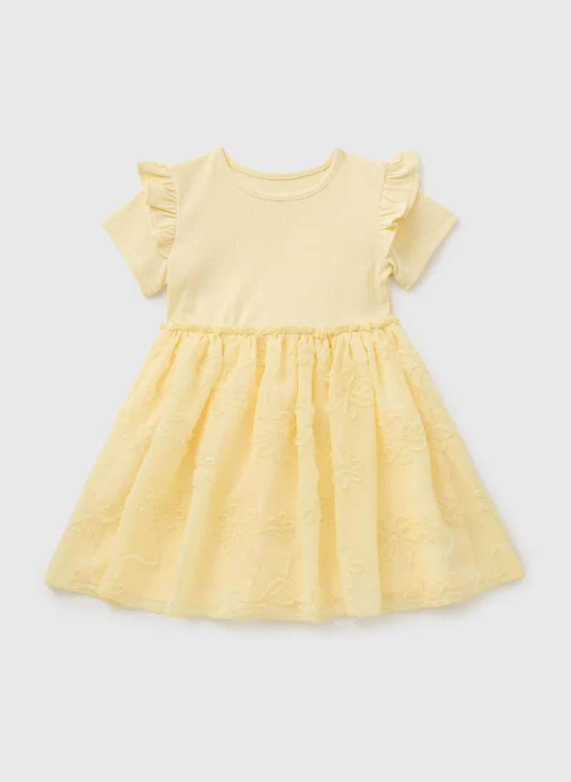 ماتلان Girls Yellow Tutu Mesh Dress